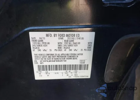 2015 Ford Edge Titanium z USA, uszkodzony, nr VIN 2FMPK4K94FBB25730